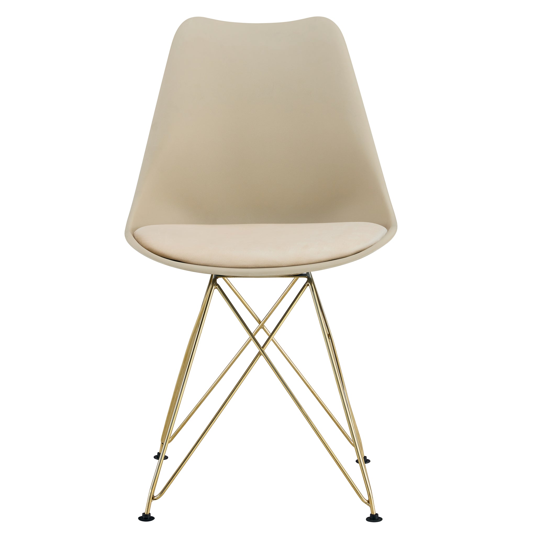 Modern Dining Chairs With Shell Lounge Plastic Seat And Golden Steel Legs Kitehcn Chairs Meeting Room Chairs Living Room,Set Of 4, Beige Beige Metal