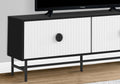 Tv Stand, 60 Inch, Console, Media Entertainment Center, Storage Cabinet, Living Room, Bedroom, Black And White Laminate, Black Metal, Contemporary, Modern Black 80 89 Inches Particle Board