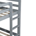 Solid Woodensolid Rubber Wooden Twin Over Twin Loft Bed With Ladder ,Upper And Bottom Bed Platforms Crafted With Strengthened Slats ,Grey Twin Grey Rubber Wood