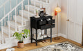 Narrow Console Table, Slim Sofa Table With Three Storage Drawers And Bottom Shelf Black Black Solid Wood Mdf