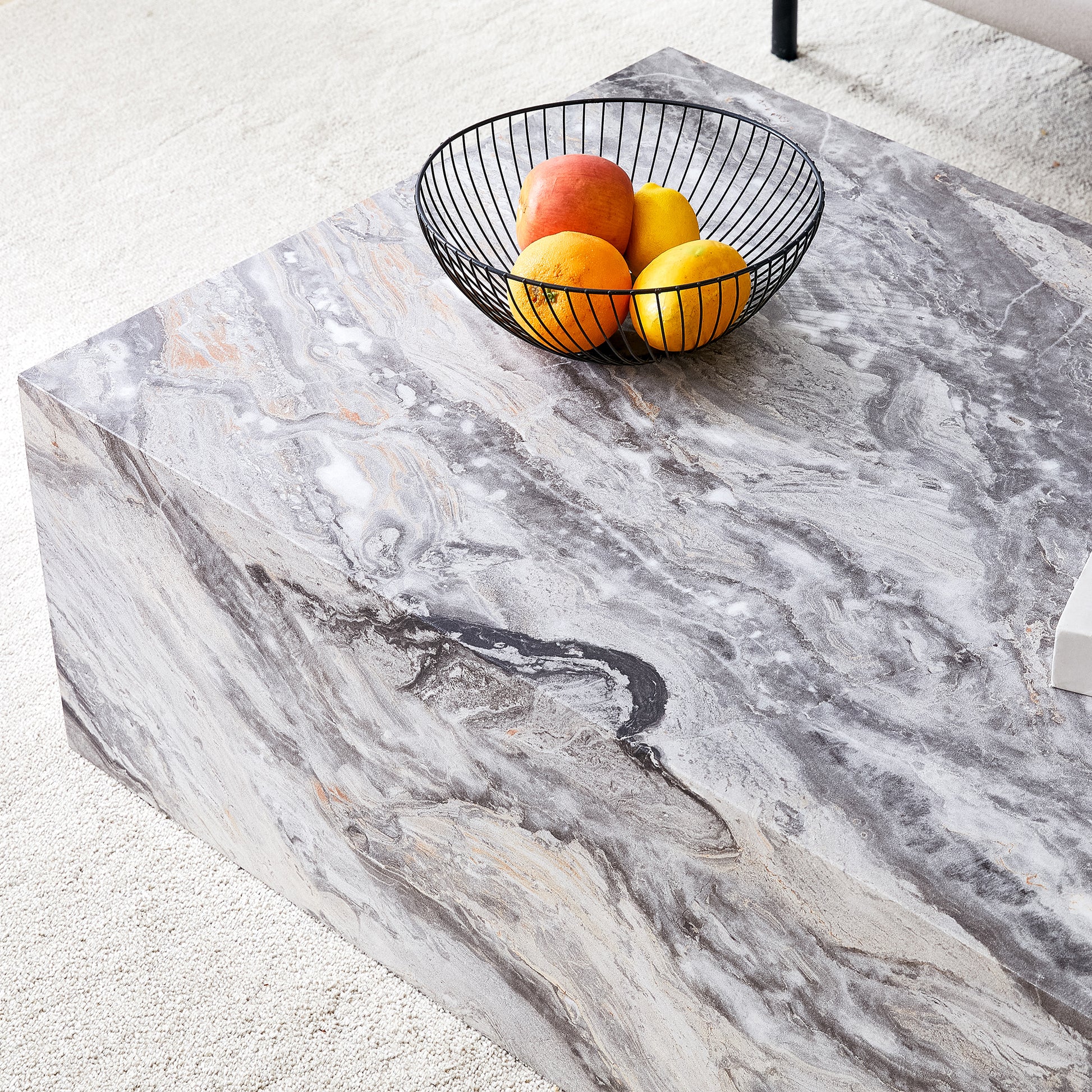 Modern Mdf Coffee Table With Grey Texture Pattern 39.3X23.6X11.8 Inches Stylish And Durable Design Grey Mdf