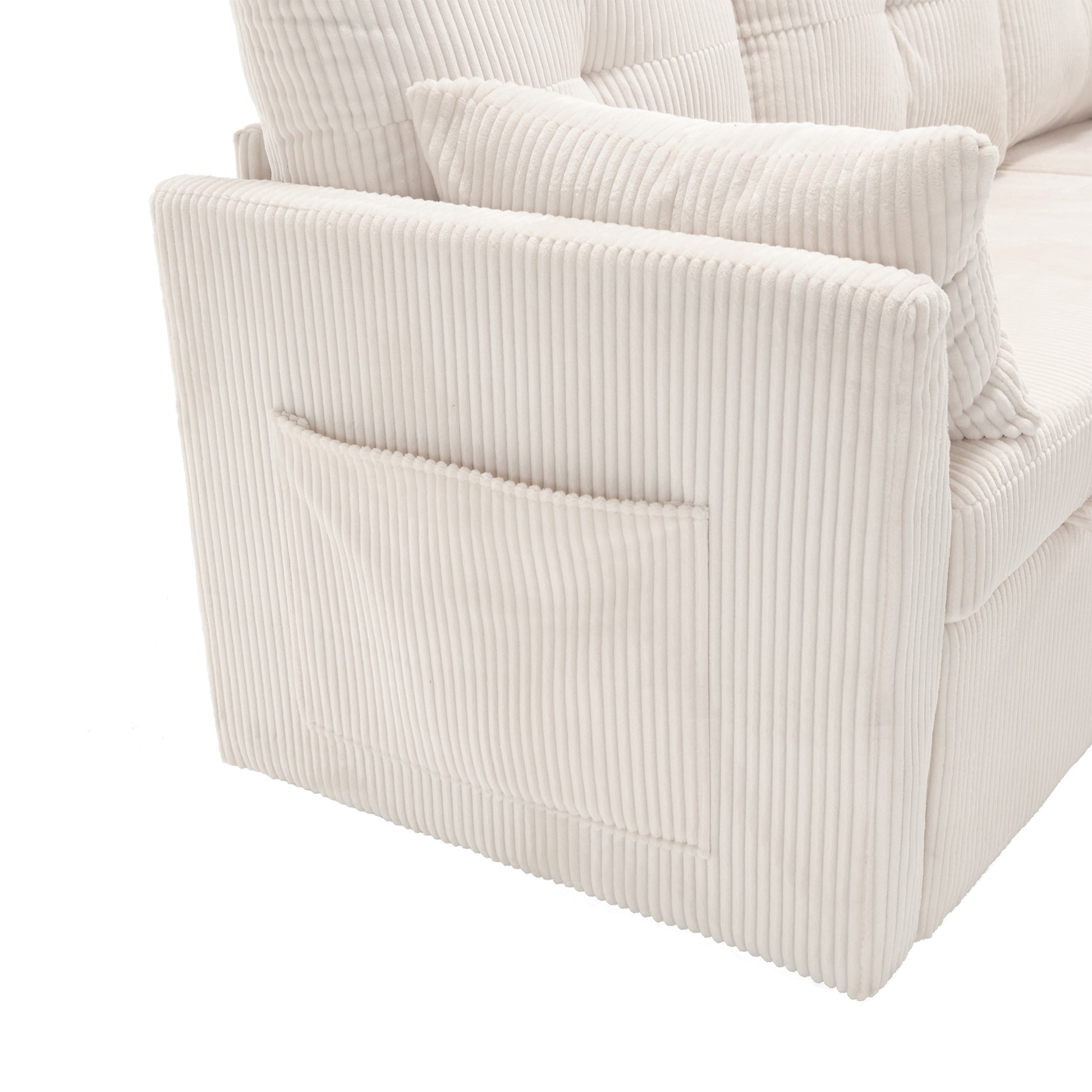 United We Win Furniture, Modular L Shaped Sofa, Modular Long Sofa With Reversible Chaise Lounge, Sofa Bed, Sleeper Sofa, Modular Sofa Combination With Storage Seats. Beige Velvet 3 Seat