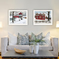 2 Piece Vignette Lovers Knot Quilt Barn, Covered Bridge White Framed Wall Art For Living Room, Bedroom Wall Art Print For Home Decor By Billy Jacobs Multi Wood Paper