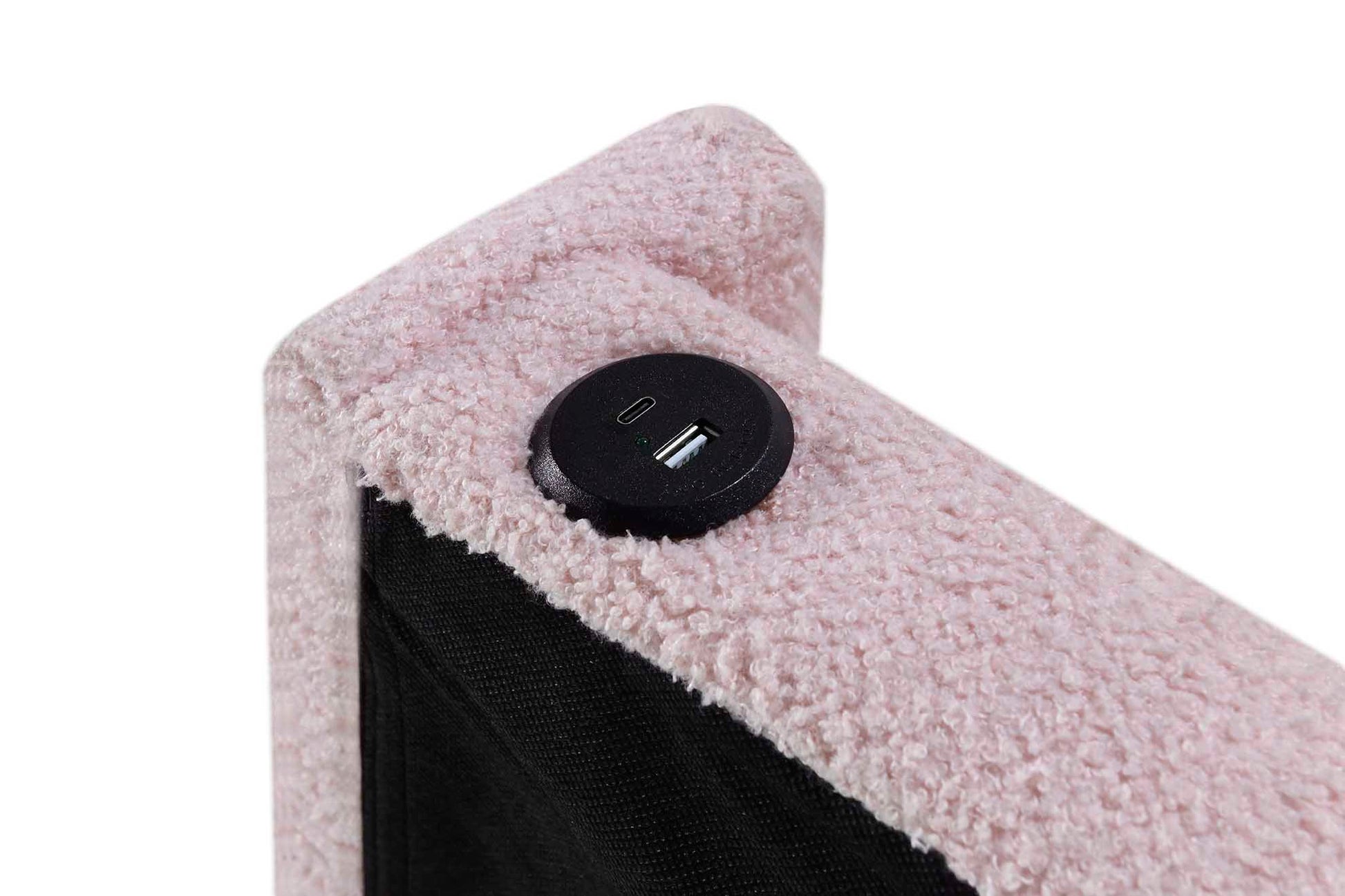 Pink Twin Size Upholstered Bed Frame With Trundle Bed, Teddy Fabric, Usb Functionality, And A Pocket Design On The Side Of The Headboard For Storing Small Items. Pink Is A Girl'S First Choice Box Spring Not Required Twin Baby Pink Wood Espresso Bedroom