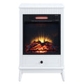 White Fireplace With 1 Drawer Electric White Primary Living Space Poplar Wood