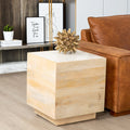 Glam 20 In. Square Solid Wood End Side Table With Marble Top, Modern Living Room Sofa Side Table, Light Brown Light Brown Light Brown Primary Living Space Industrial Freestanding Mango Coffee & End Tables Square Marble,Solid Wood