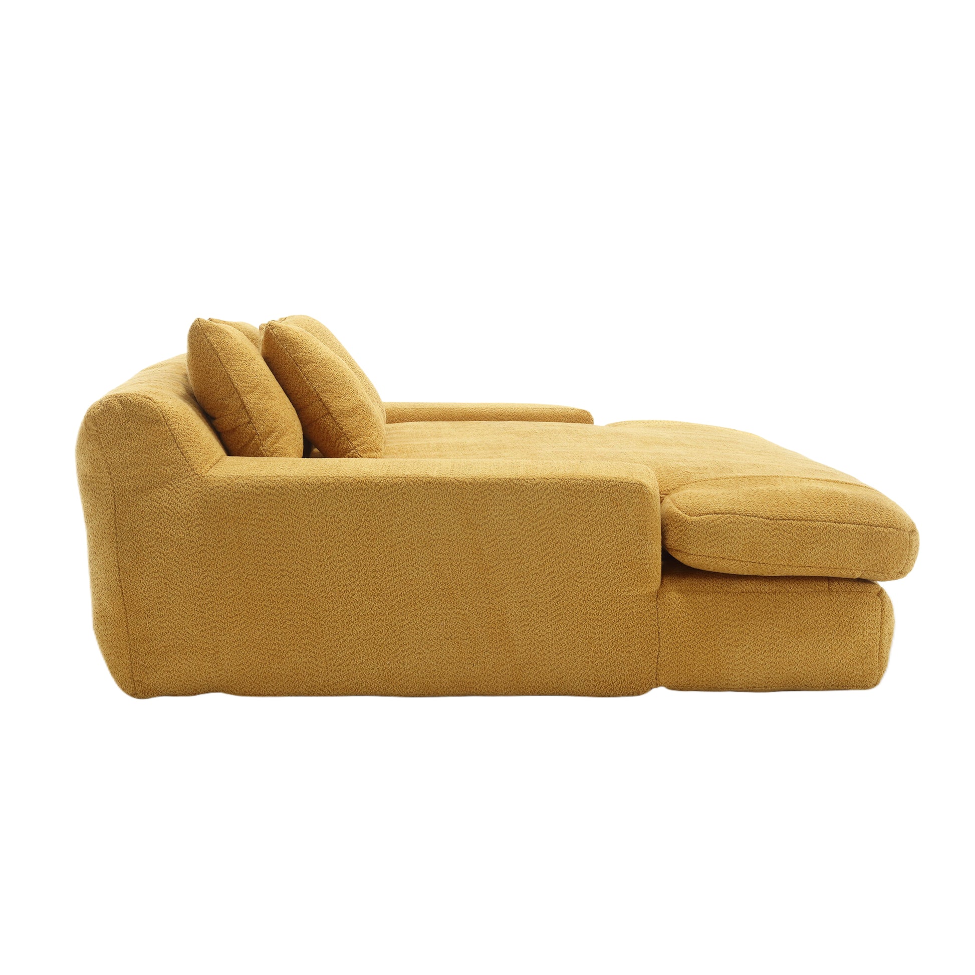Coolmore Chenille 2 Seater Lazy Sofa With 5 Back Pillows,Comfy Sofa Deep Seat Couch For Living Room,Club Mustard Yellow Mustard Yellow Primary Living Space Modern Foam Chenille 2 Seat