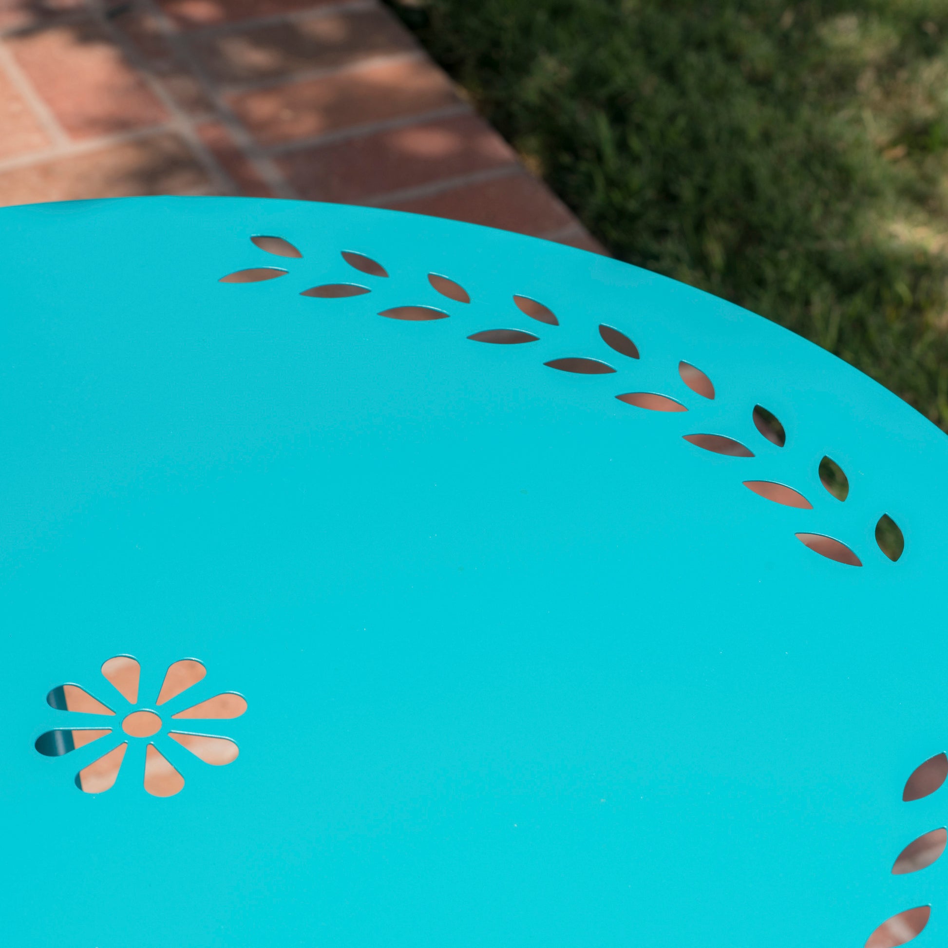 Lourdes 3 Pc Kd Metal Set Teal Iron