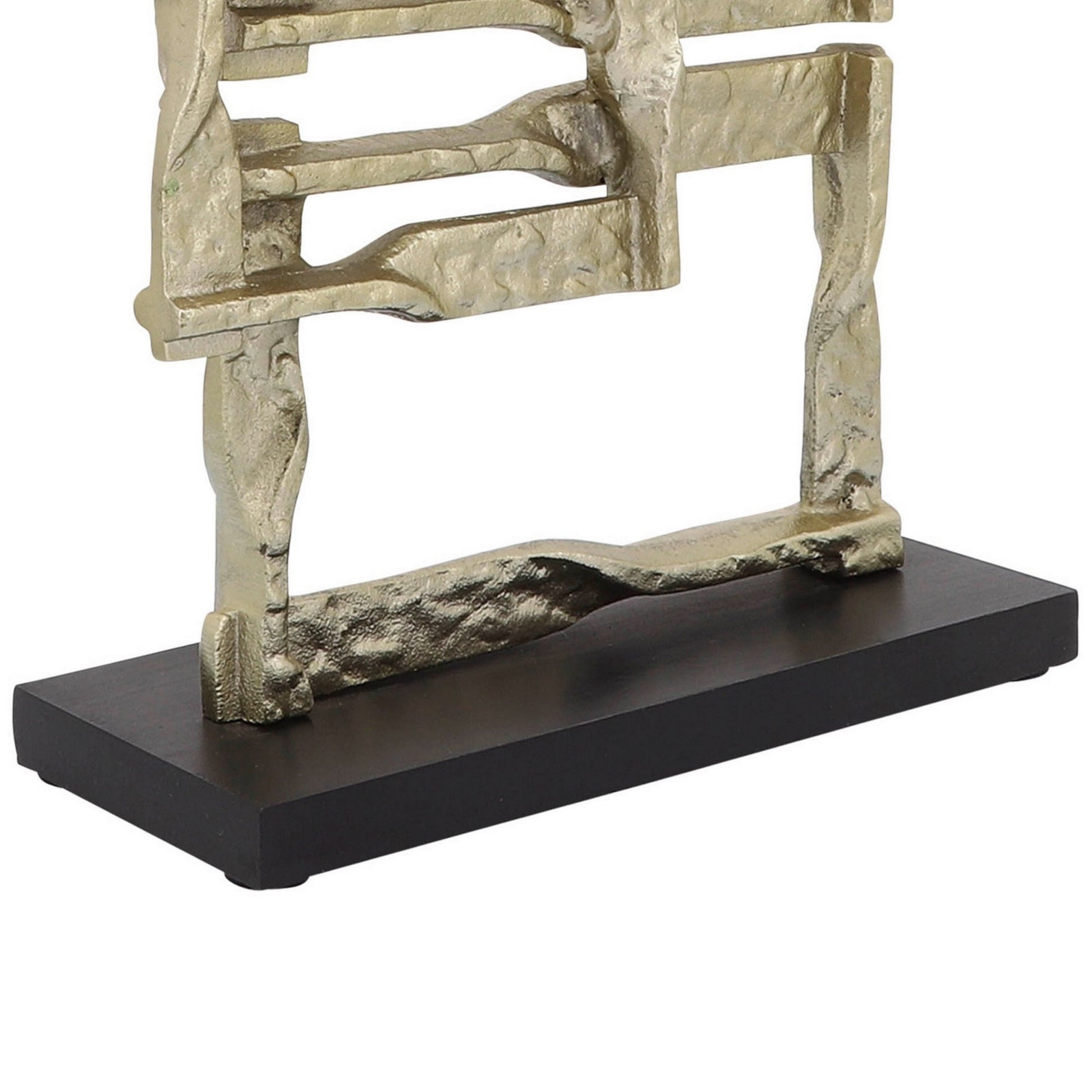 Jodie 23 Inch Metal Modern Accent Decor, Stacked Squares, Block Base, Gold Gold Wood Metal