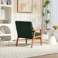 Leisure Chair With Solid Wood Armrest And Feet, Leisure Chair, Wood Frame, Velvet, L, Solid Rubber Wood Legs, Mid Century Modern Accent Chair, For Living Room Bedroom Studio Chair Emerald Corduroy