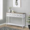 Dark Charcoal And Antique White Console Table White Primary Living Space Rubberwood Drawers Rectangular Wood