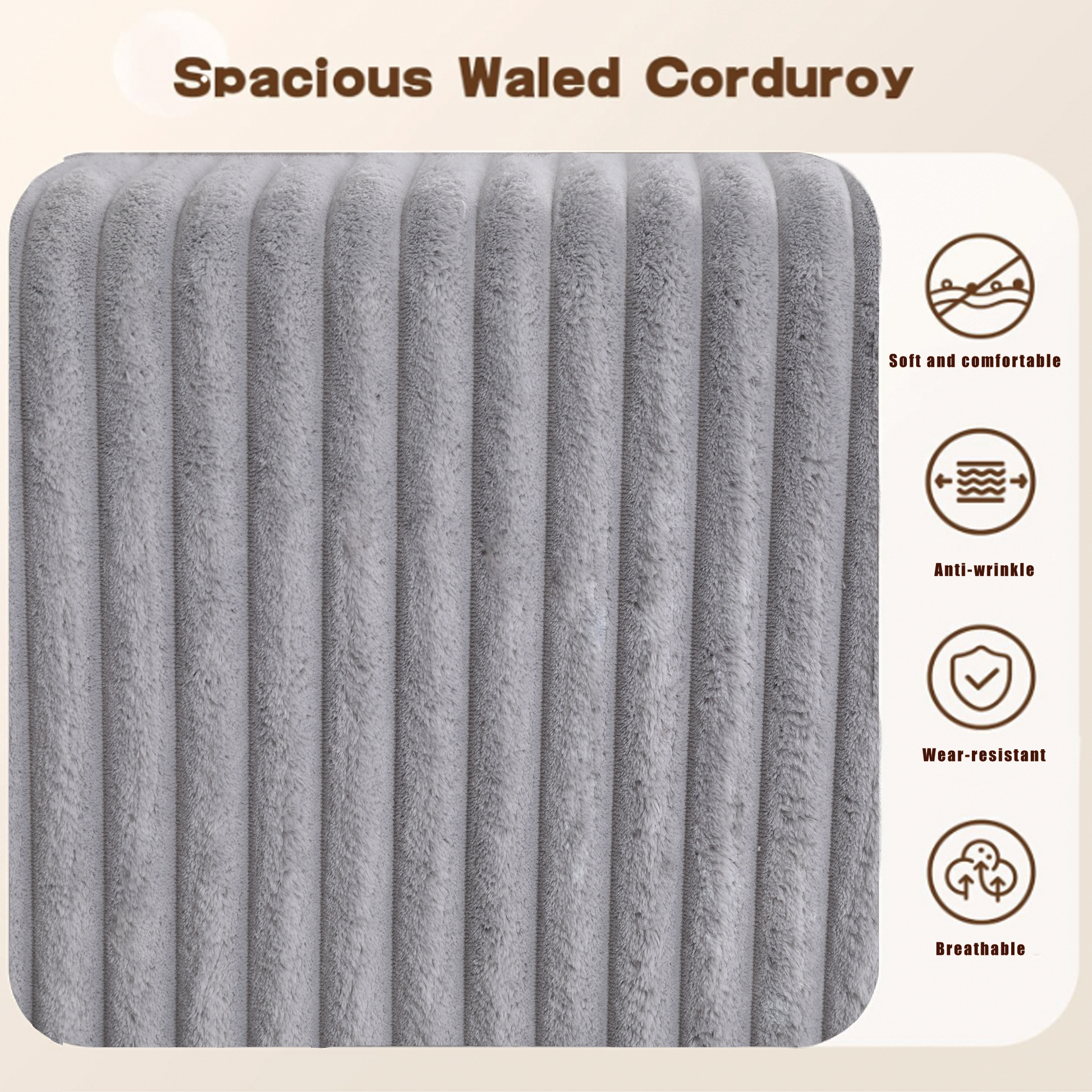 Arrived 131'' Modular Sectional Couch, U Shaped Sofachaise Lounge, Striped Fabric,Upholstered 4 Seater Couch For Living Room, Bedroom, Free Combination Sofa Corduroy , Gray Gray Polyester Primary Living Space Soft Modern Square Arms Foam Upholstered 4