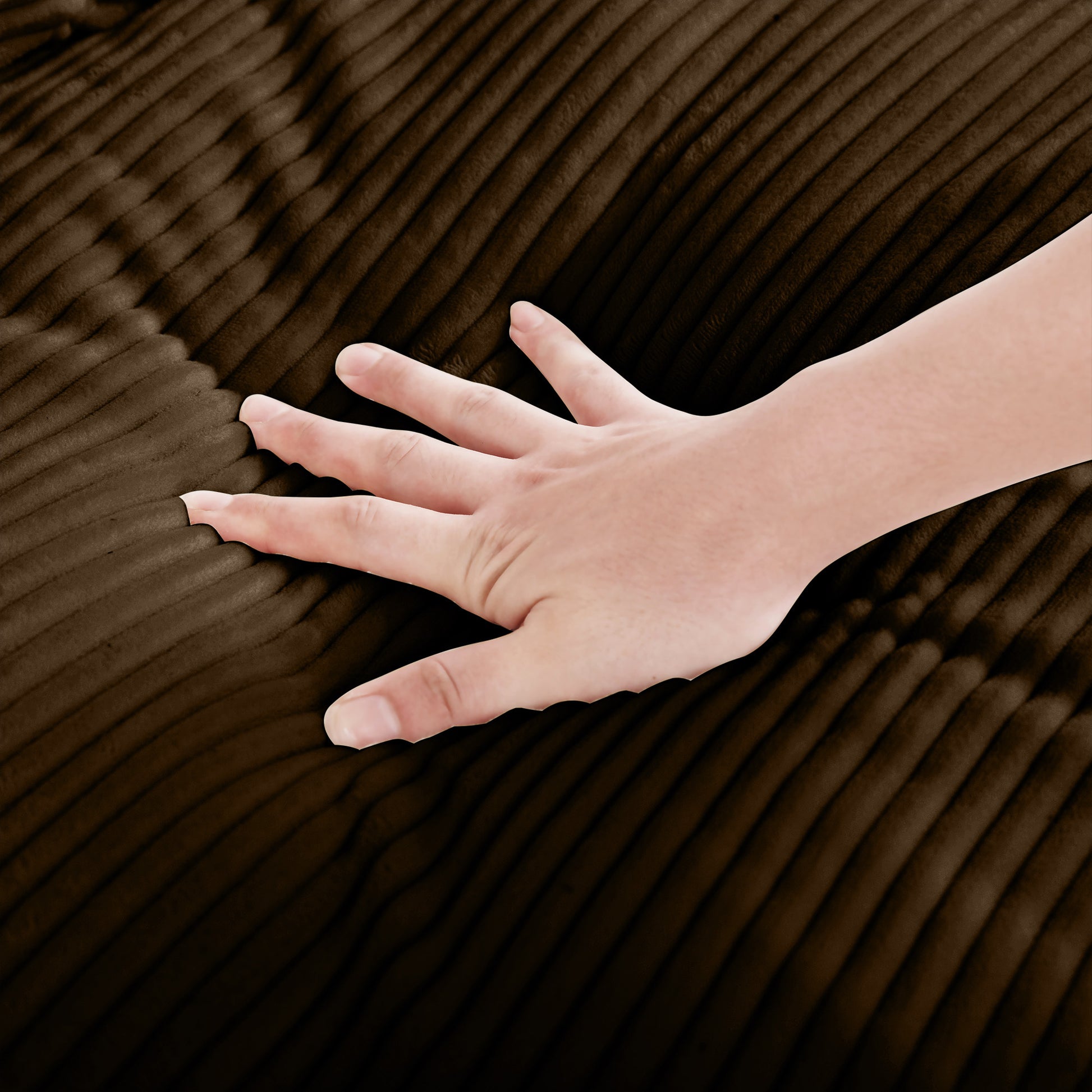 Corduroy Sectional Sofa, L Shaped Couch With Storage Footstool And 3 Pillow, Sectional Couch For Living Room Apartment, Brown Brown Corduroy 3 Seat