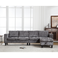 Arrived 5 Seat Modular Sofa,With Storage Ottoman, Convertible Sectional Sofa, L Shaped Couchreversible Chaise ,Riveted Sofa,Chenille, Gray Gray Polyester Wood Primary Living Space Medium Soft Cushion Back Modern Square Arms Foam Metal & Wood 5 Seat