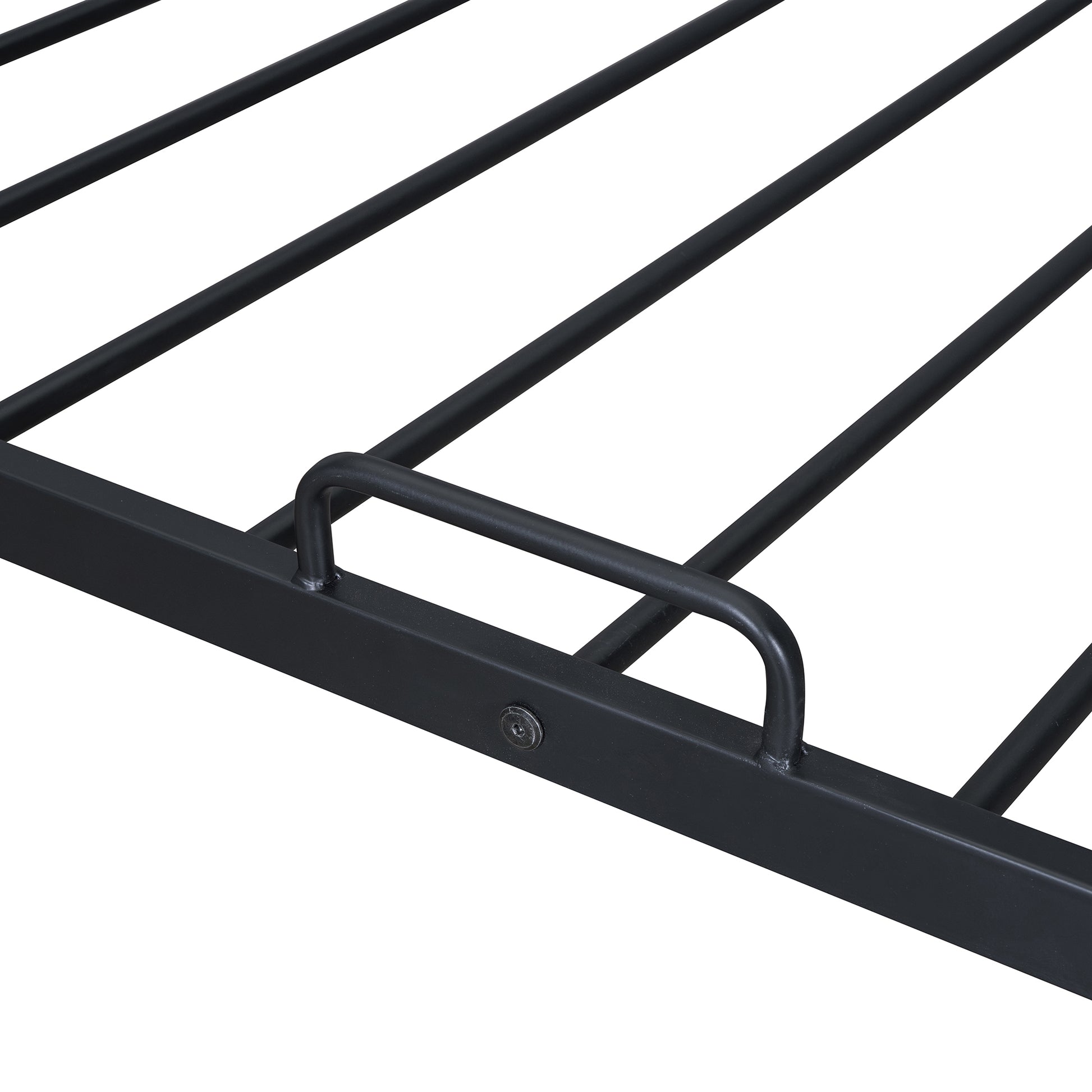 Twin Size Metal House Bed With Twin Size Trundle, Black Twin Black Metal