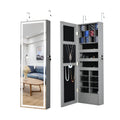 Fashion Simple Jewelry Storage Mirror Cabinet With Led Lights Can Be Hung On The Door Or Wall Grey Mdf