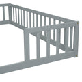 Double Twin Floor Bed With Fence, Guardrails, Without Door, Grey Twin Grey American Design Pine