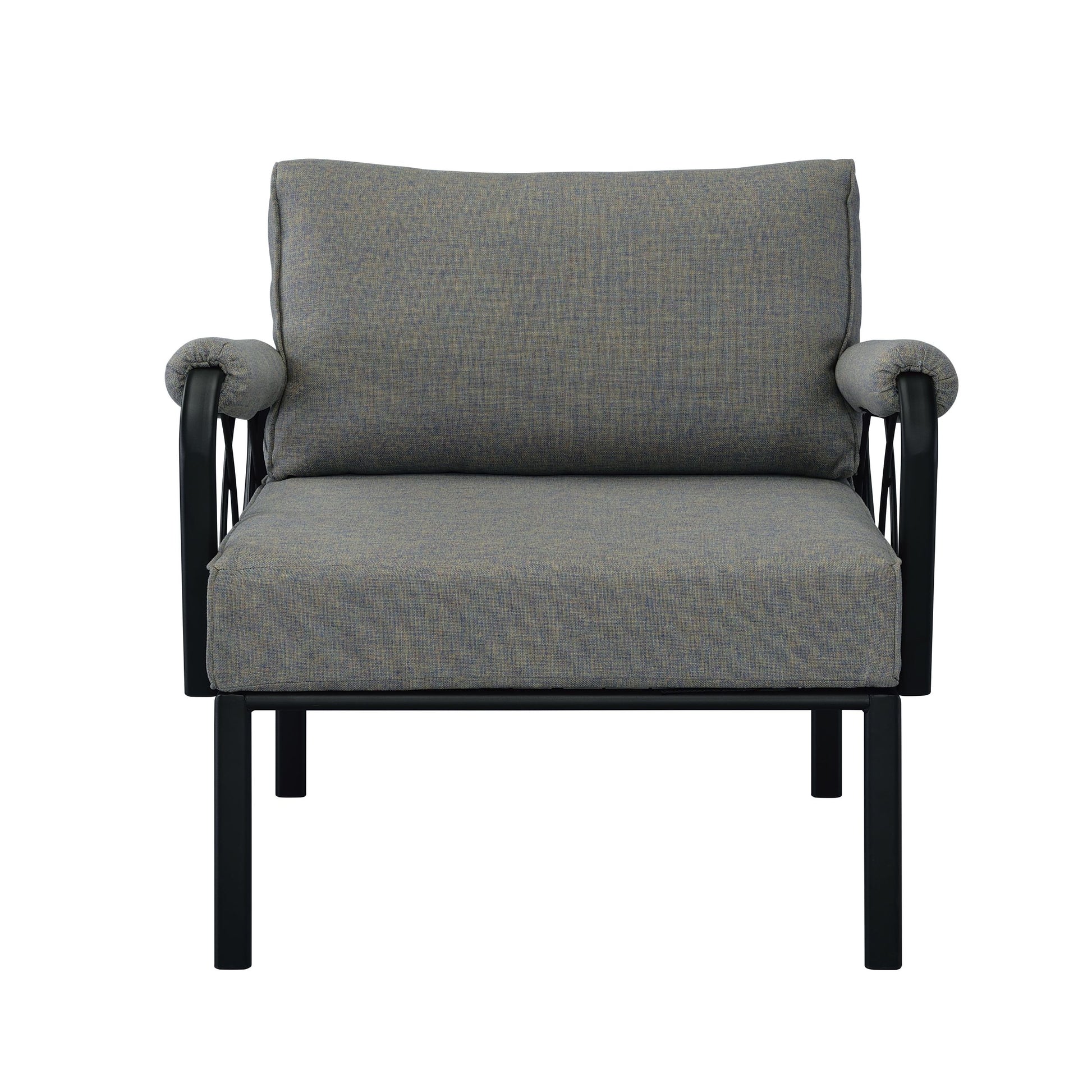 Grey And Black Patio Arm Chair With Loose Back Yes Grey Black Garden & Outdoor Modern Wood Fabric