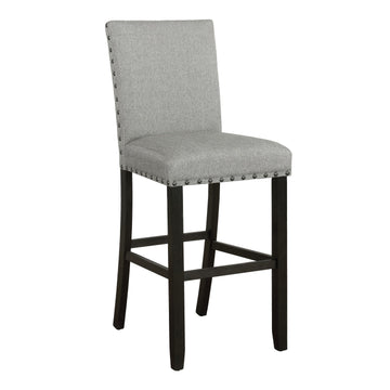 Lok 30 Inch Wood Barstool, Set Of 2, Trim, Padded Seating, Gray Gray Solid Wood