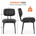 Dining Chairsupholstered Mid Century Modern Kitchen Dining Room Accent Chairs With Faux Leather Cushion Seat & Metal Legs For Kitchen, Living Room Black Set Of 2 Black Abs Rubber Steel Q235