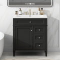30'' Bathroom Vanity With Top Sink, Modern Bathroom Storage Cabinet With 2 Drawers And A Tip Out Drawer, Single Sink Bathroom Vanity Black Bathroom Solid Wood Mdf