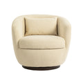 Upholstered Swivel Barrel Armchair With Storage Modern Living Room Side Chair For Bedroom Office Reading Spaces Teddy Fabric Beige Beige Foam Upholstered