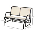 Outsunny 2 Person Outdoor Glider Bench, Patio Double Swing Rocking Chair Loveseat W Powder Coated Steel Frame For Backyard Garden Porch, Beige Beige Steel
