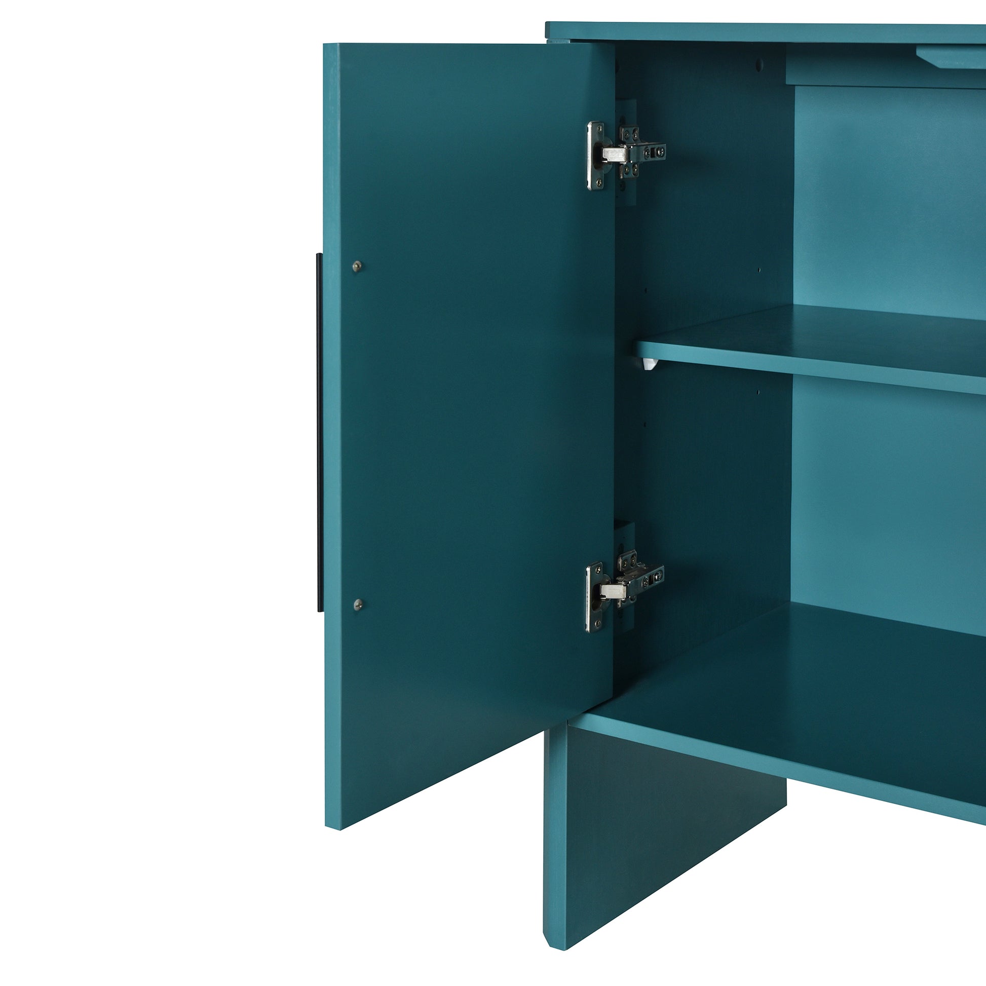 4 Door Large Storage Retro Sideboard With Adjustable Shelves And Long Handles For Kitchen, Dining Room And Living Room Antique Blue Antique Blue Mdf