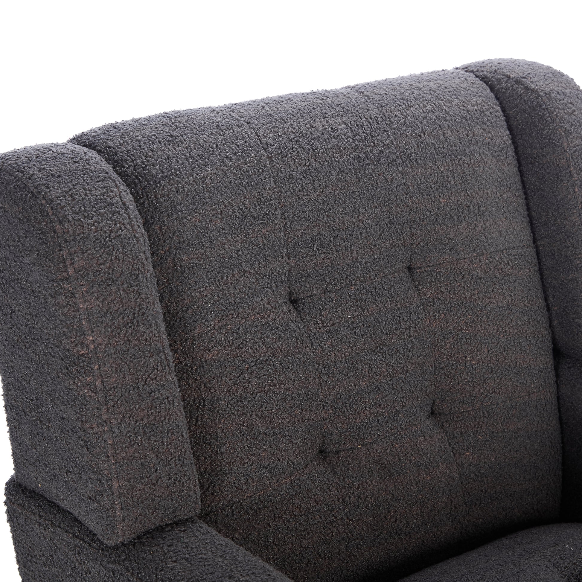 Modern Soft Teddy Material Ergonomics Accent Chair Living Room Chair Bedroom Chair Home Chair With Black Legs For Indoor Home Grey Teddy Fabric Grey Foam Upholstered