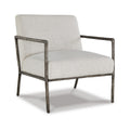 Tusk 30 Inch Accent Chair, Classic Pewter Aluminum Frame, Cream Upholstery Cream Fabric Metal