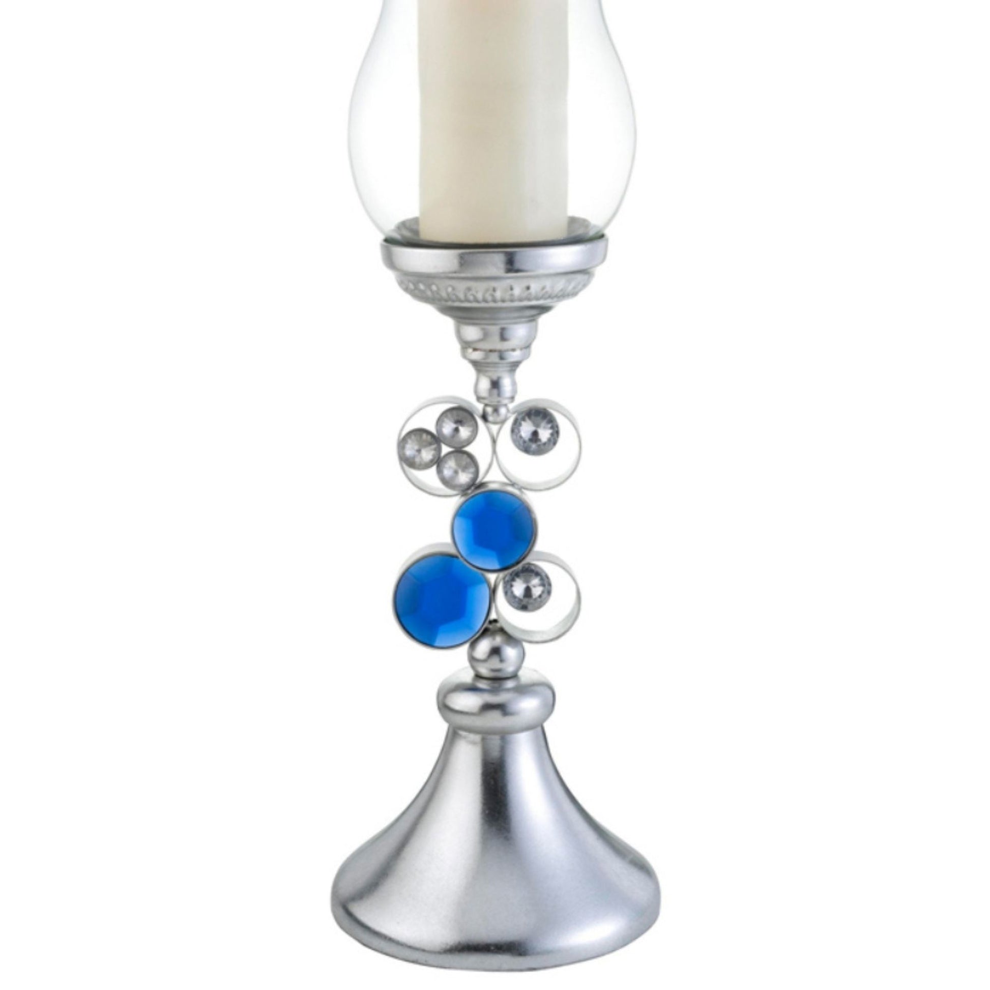 20.5" Tall Polyresin" Dazzle" Candleholder, Silver Finish Silver Polyresin
