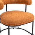 Coolmore Boucle Dining Chairs Set Of 2, Mid Century Modern Curved Backrest Chair, Round Upholstered Kitchen Chairs Orange Boucle Orange Foam Mdf Metal