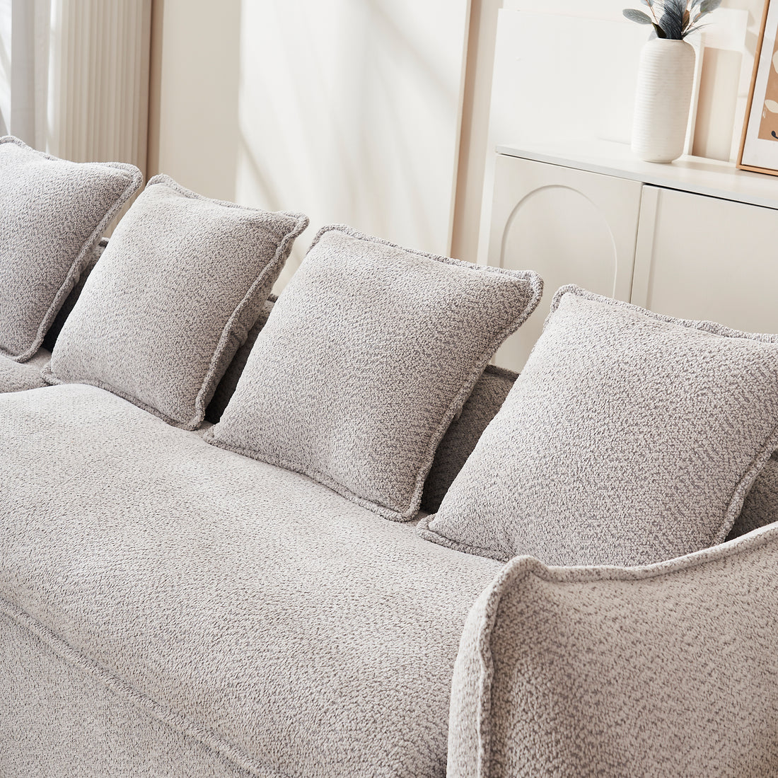 Sofa Deep Seat Sofa 3 Seater For Living Room Oversized Comfy Sofa L Shape Sofa Couch With Chaise Home Furniture Sleeper Sectional Sofa For Apartment, Office Left Hand Facing Grey Foam 3 Seat