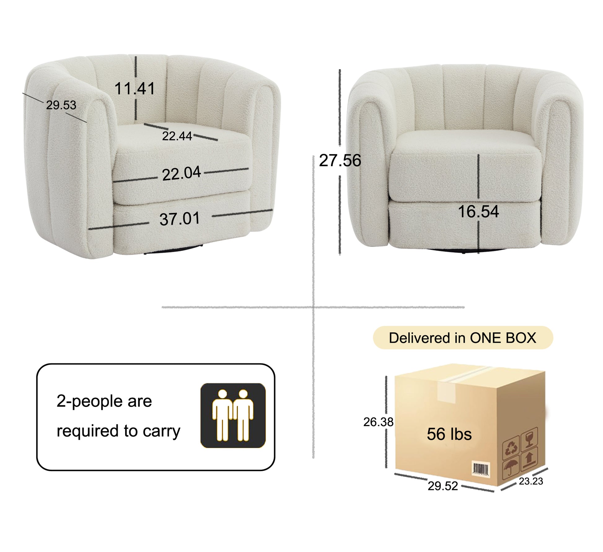 Swivel Accent Barrel Chair, Modern Round Armchairs With Upholstered, Comfy Swivel Accent Chair For Living Room White Teddy Teddy