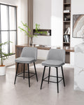 Counter Height Swivel Bar Stools Set Of 2, 360 Swivel Upholstered Barstools With Back And Metal Legs, 25.6