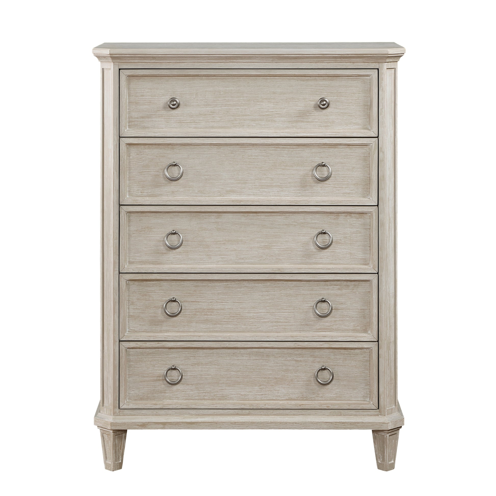 Traditional Design Bedroom Furniture 1Pc Chest Of 5X Drawers Light Brownish Gray Finish Clipped Corners Light Brown Bedroom Wood