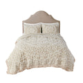 Tufted Cotton Chenille Medallion Fringe Coverlet Mini Set Taupe Full Queen Full Taupe Cotton