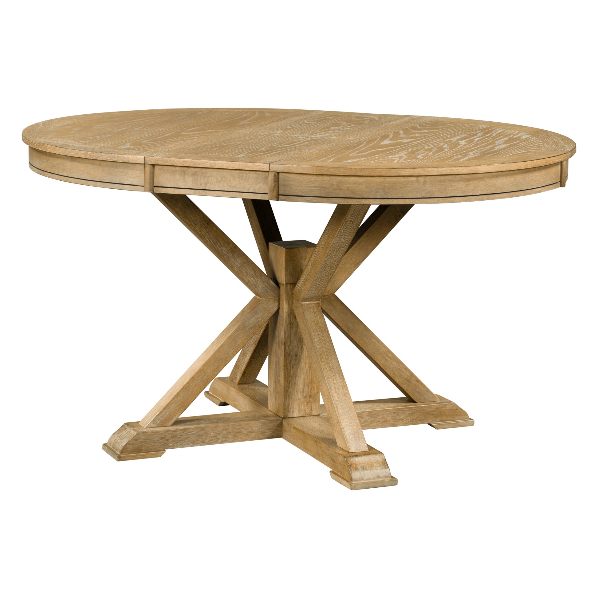 Functional Furniture Retro Style Dining Table Set With Extendable Table And 4 Upholstered Chairs For Dining Room And Living Room Natural Wood Wash Natural Wood Wash Solid Wood