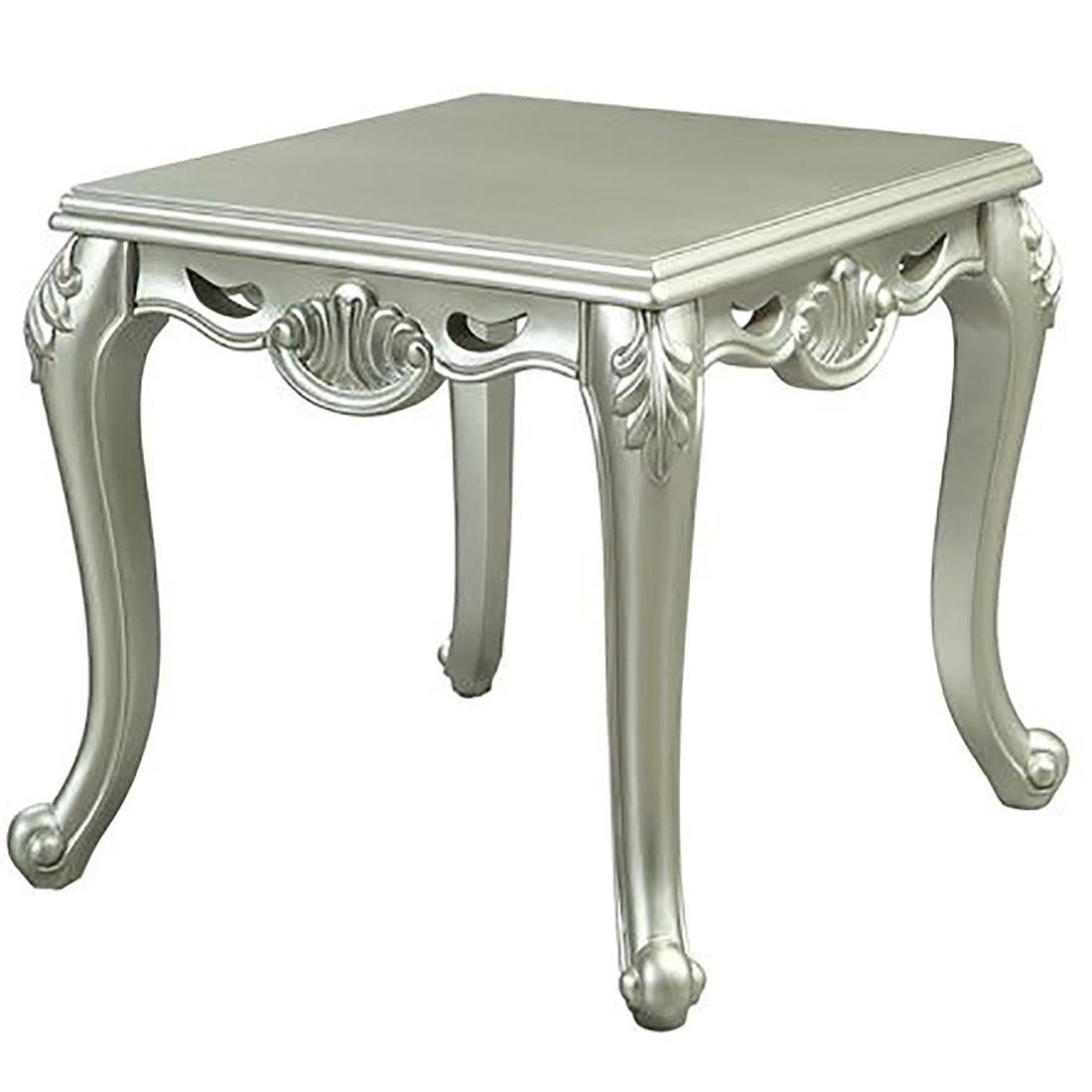 Champagne End Table With Metal Leg Champagne Primary Living Space Traditional Rubberwood Square Wood