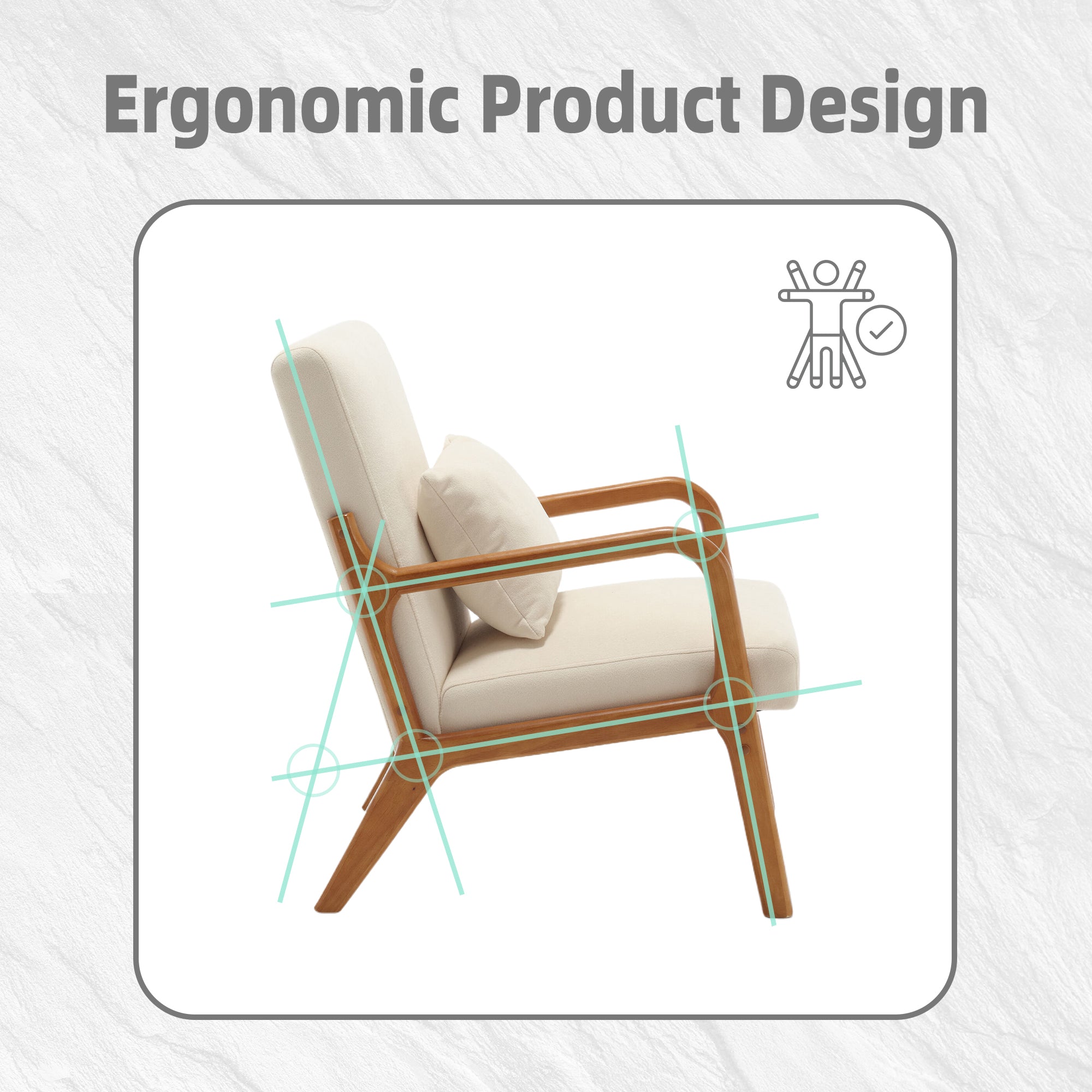 Coolmore Modern Accent Chair, Solid Wood Padding Lounge Armchairs With One Pillow For Living Room, Bedroom, Guest Room Beige Beige Brown Primary Living Space Modern Rubberwood Foam Velvet