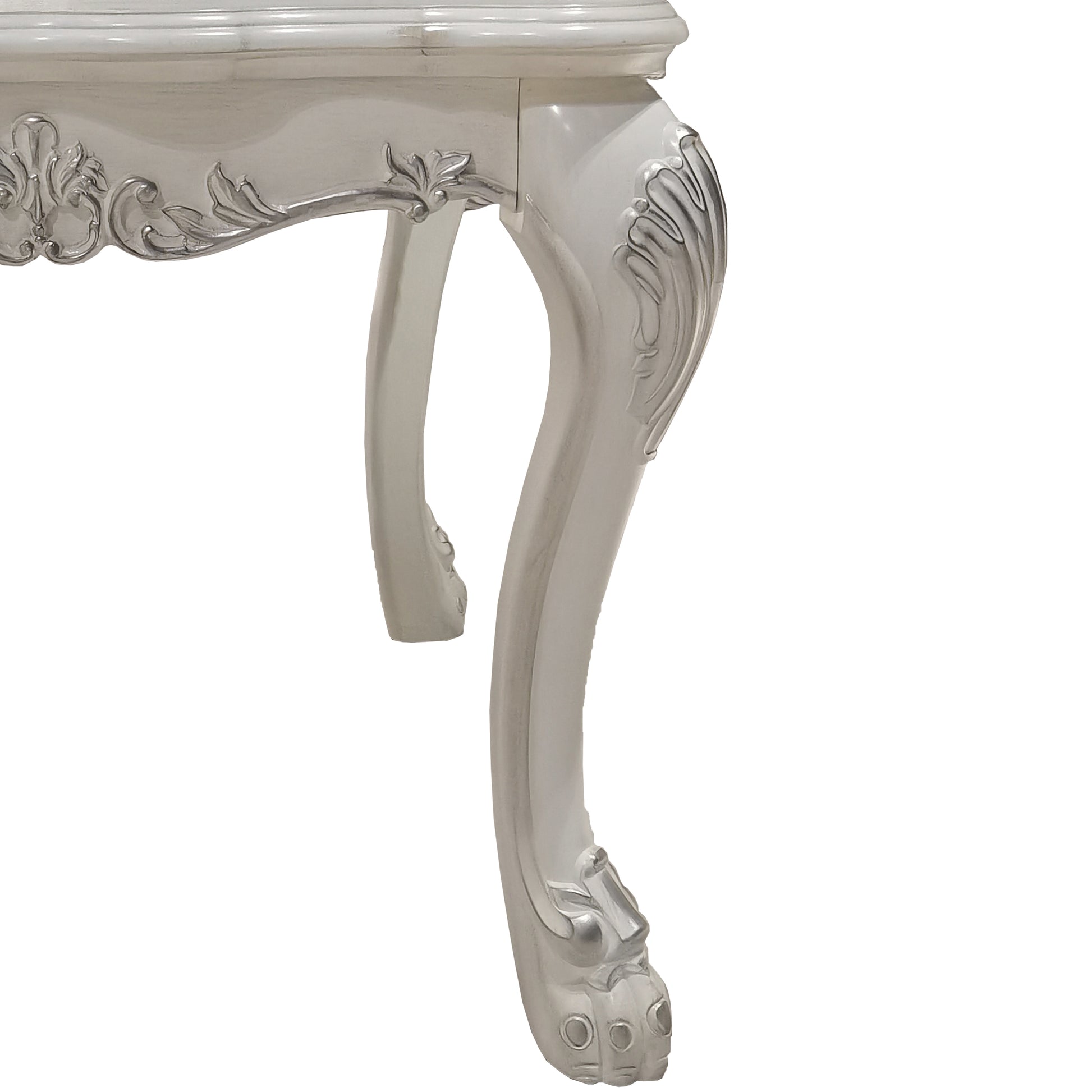Bone White End Table With Claw Leg White Primary Living Space Traditional Square Wood Plastic
