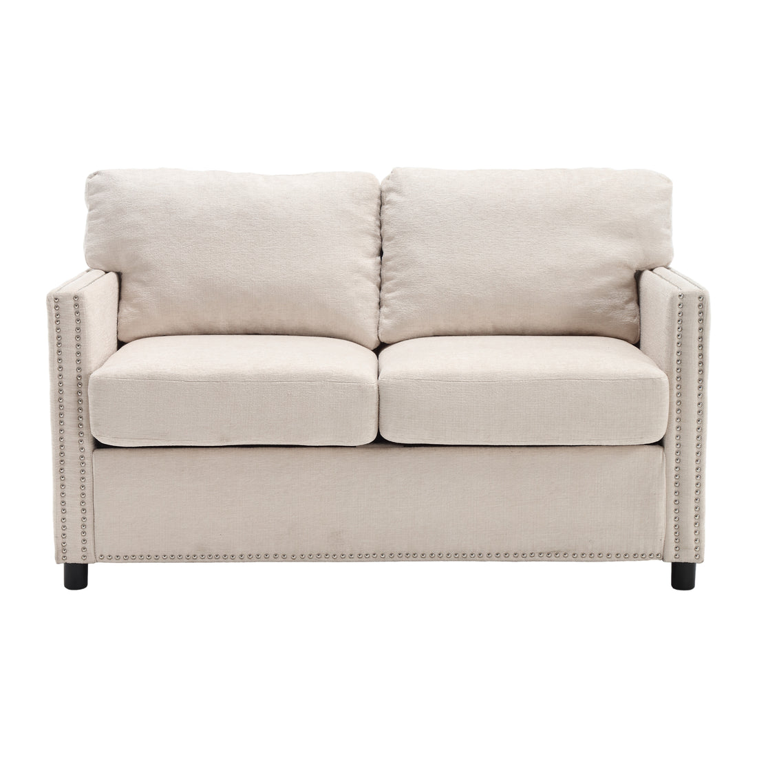 United Modern Chenille Fabric Loveseat, 2 Seat Upholstered Loveseat Sofa Modern Couch Beige Chenille 2 Seat