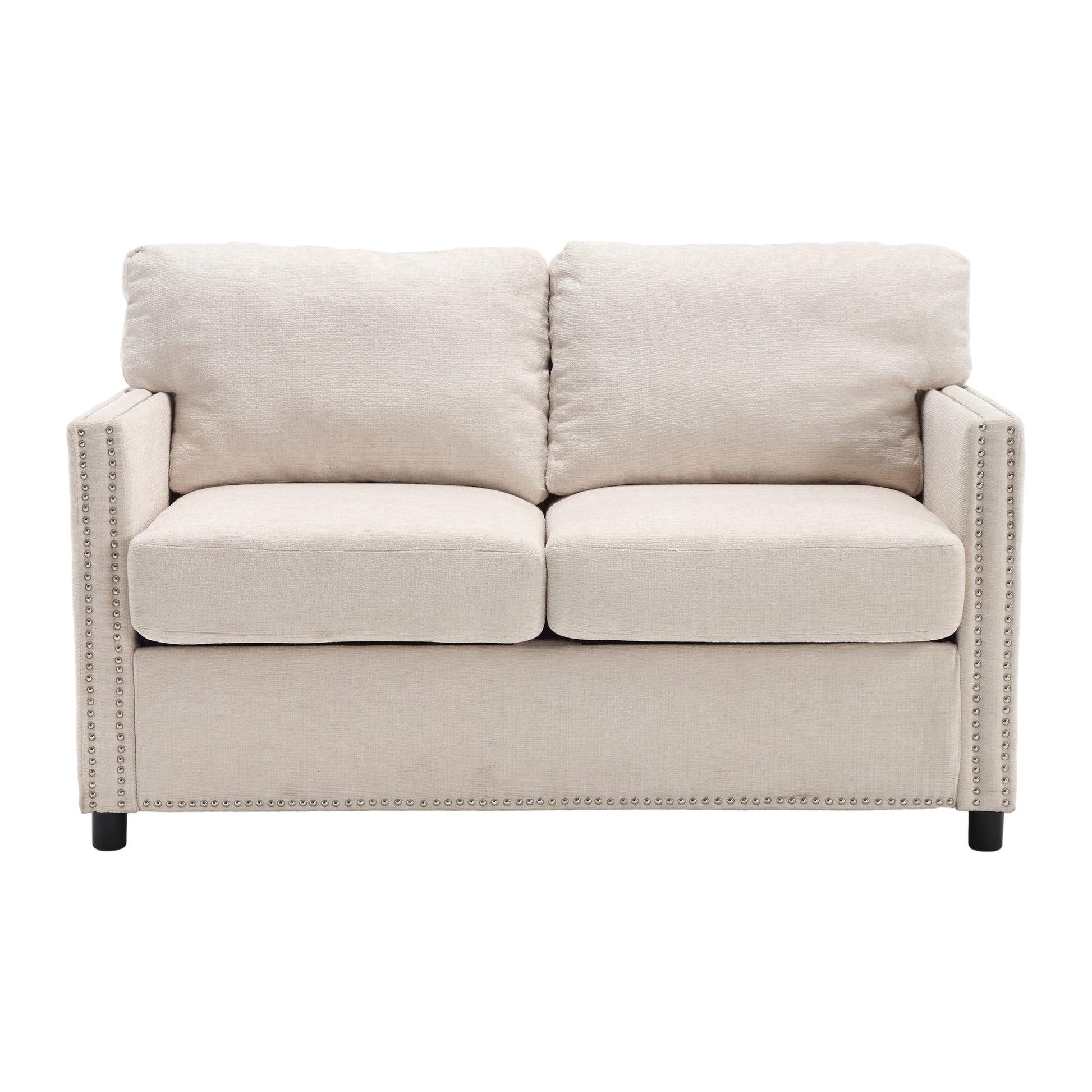 United Modern Chenille Fabric Loveseat, 2 Seat Upholstered Loveseat Sofa Modern Couch Beige Chenille 2 Seat