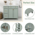 36 Inch Bathroom Vanity, Transitional Style Bathroom Cabinet With Resin Sink, Green Single Bathroom Cabinet, With 2 Drawers And 1 Adjustable Storage Shelf, 2 Soft Close Doors Green Bathroom Solid Wood Mdf Resin