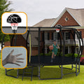 16Ft Outdoor Trampoline For Kids And Adults, Pumpkin Trampolines With Curved Poles,Heavy Duty Trampoline Anti Rust Coating Astm Approval Black Steel