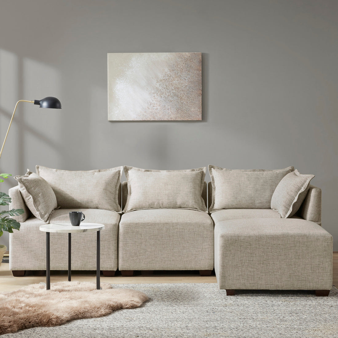 Modular Ottoman Linen Polyester