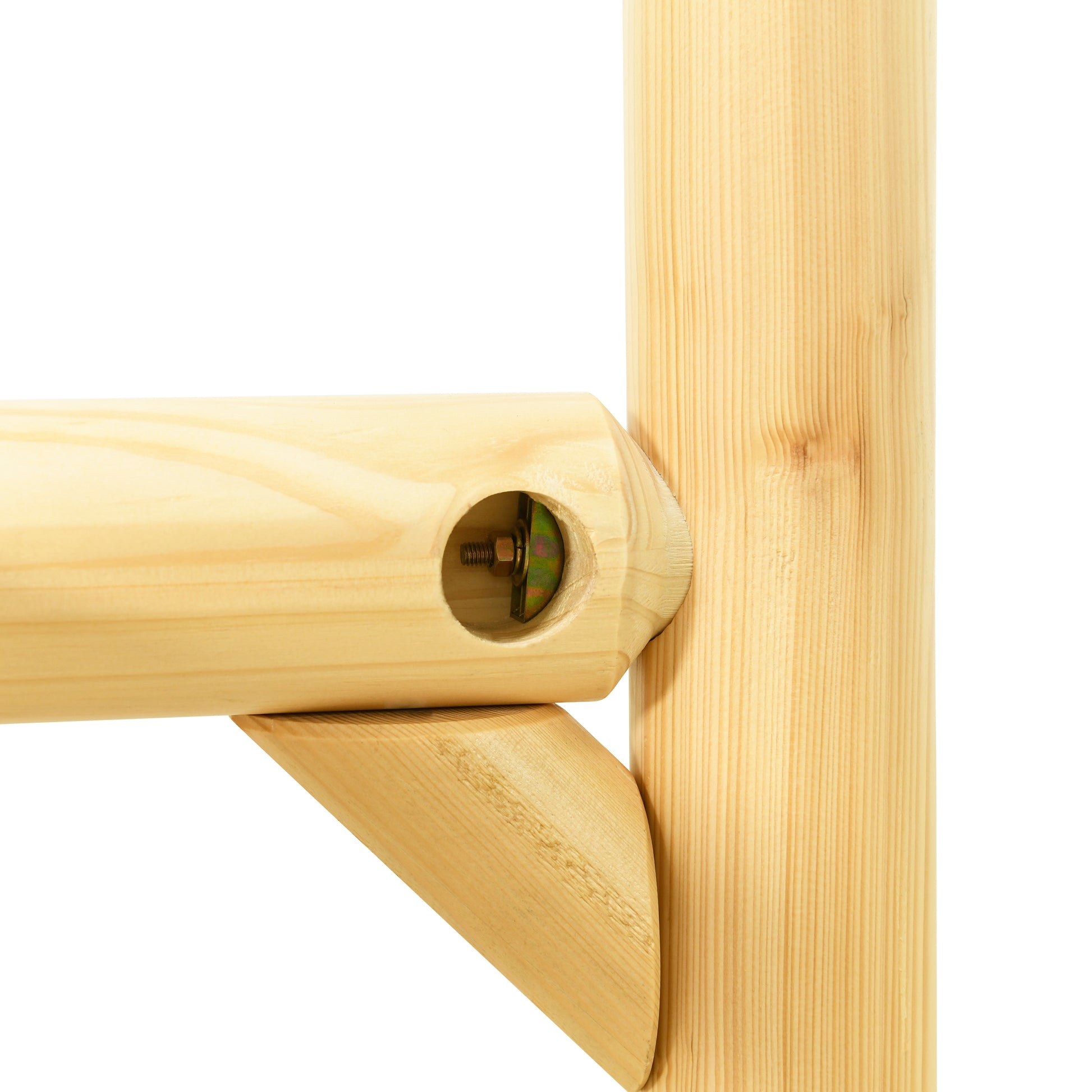 Farmhouse Log Bed Frame King Rustic Style Pure Solid Pine Cylinder Construction Bed Fits Mattresses And Box Springs, Natural Finish King Natural Pine