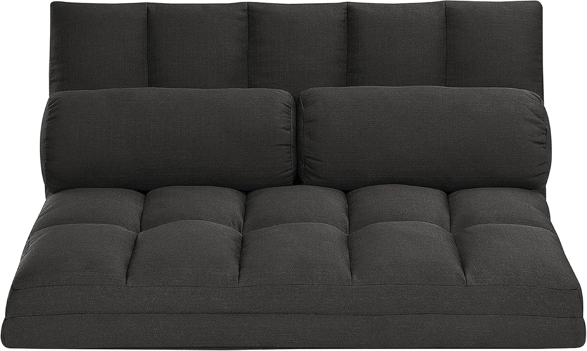 2 Seater Contemporary Foldable Sofa Bed Trifold Foam Mattress Sleeper Chair With Tufted Seat Backrest Convertible Couch W Pillows Grey 1Pc Grey Polyester Primary Living Space Cushion Back Traditional Foam Wood