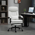 Vinsetto Microfibre Executive Massage Office Chair, Swivel Computer Desk Chair, Heated Reclining Computer Chair With Lumbar Support Pillow, Cream White Cream Polyester
