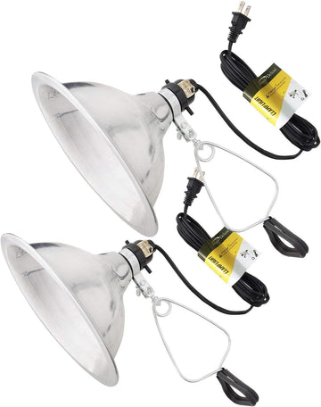 Hiwkltclamplightmx2 2 Pack Clamp Lamp Light With 8.5 Inch Aluminum Reflector Up To 150 Watt E26 Socket No Bulb Included 6 Feet 18 2 Spt 2 Cord, Silver Silver Aluminium